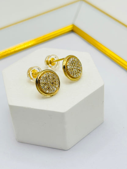 K18 Japan Gold Round Natural Diamond Earrings 0.34 carat