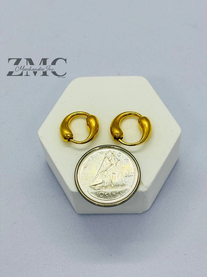 18K Gold Teardrop Loop Earrings Huggies
