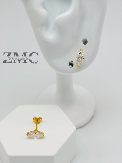 18K Gold Marquise Moissanite Diamond Earrings