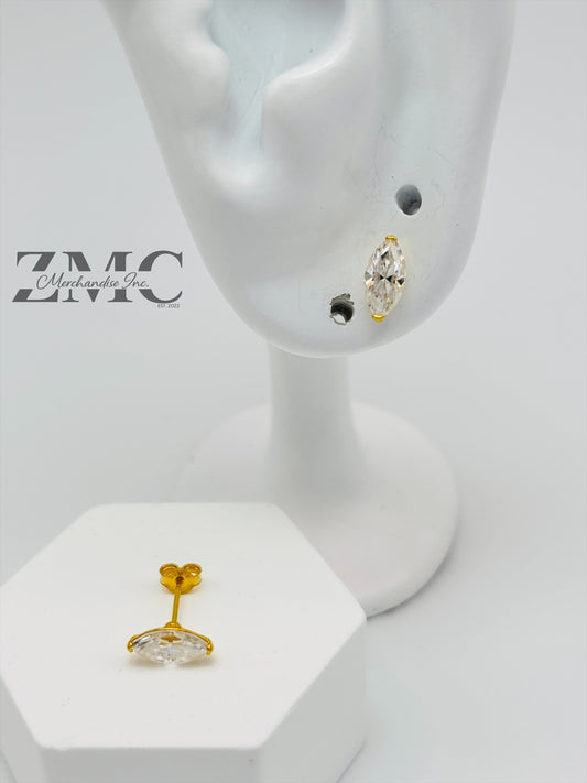 18K Gold Marquise Moissanite Diamond Earrings