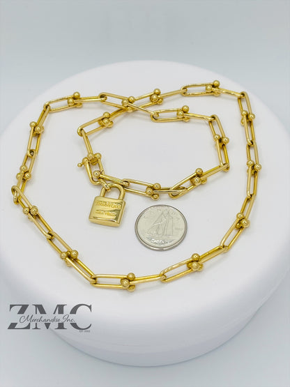 18K Gold Hardware Padlock Necklace