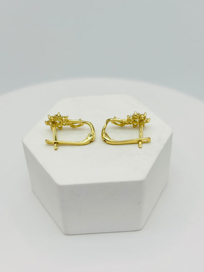 K18 Japan Gold Clip Flower Earrings