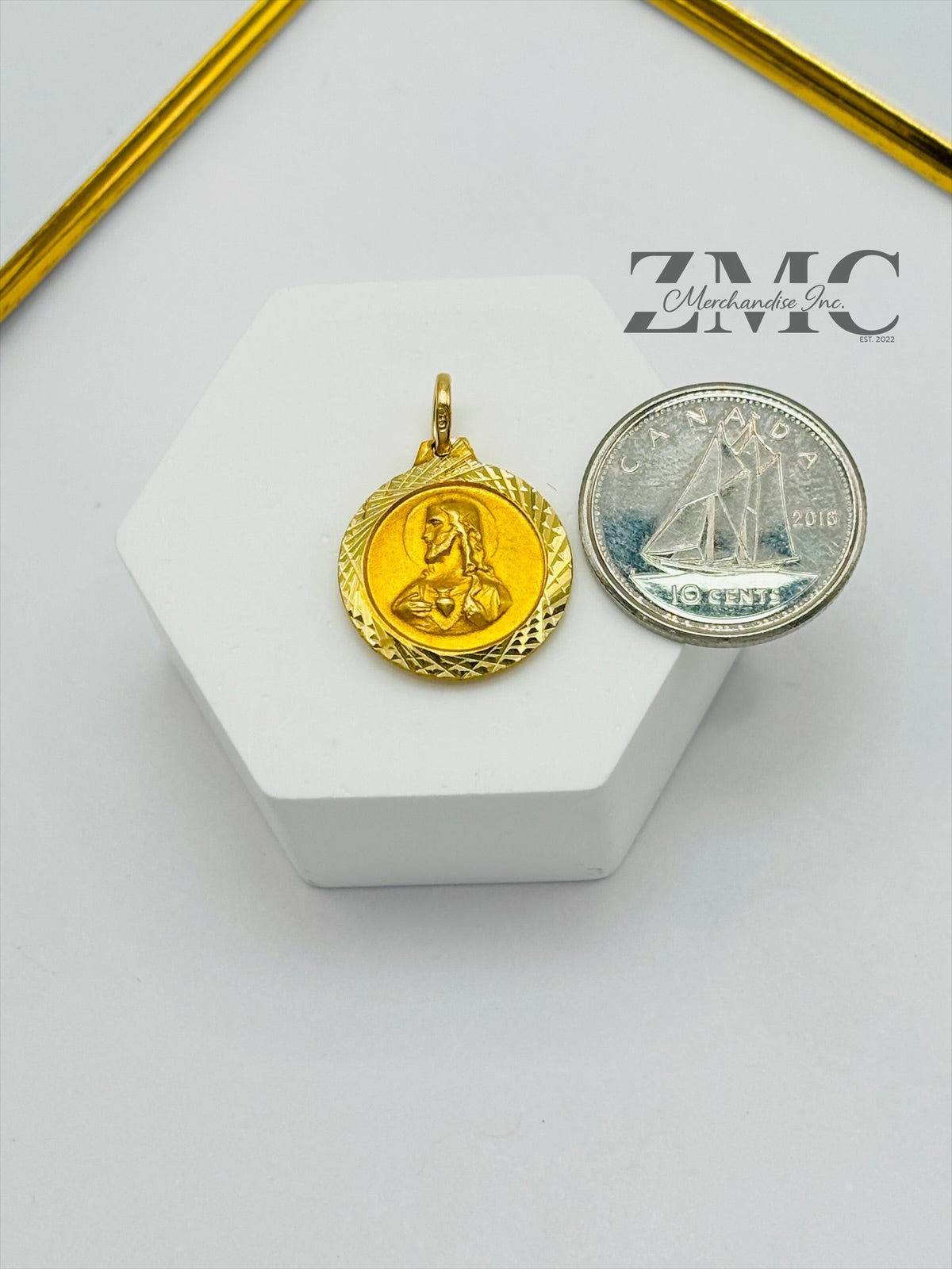 18K Gold Back to Back Religious Pendant