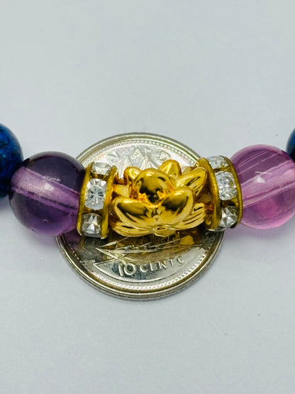 18K Gold Lucky Lotus Flower Chakra Stone  ( Hollow Empty Inside) Medium Size (Copy)