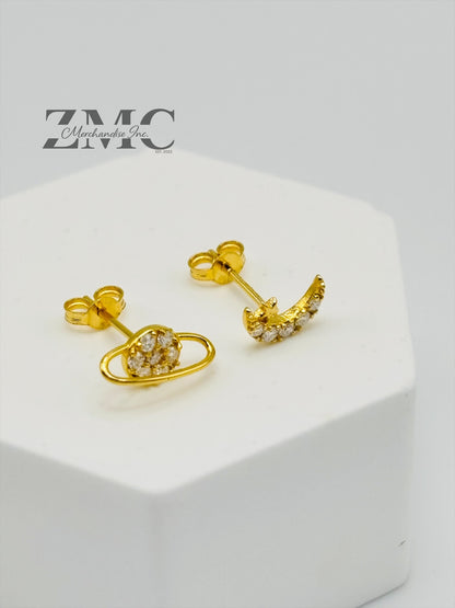 18K Gold Moon Moissanite Diamond Earrings