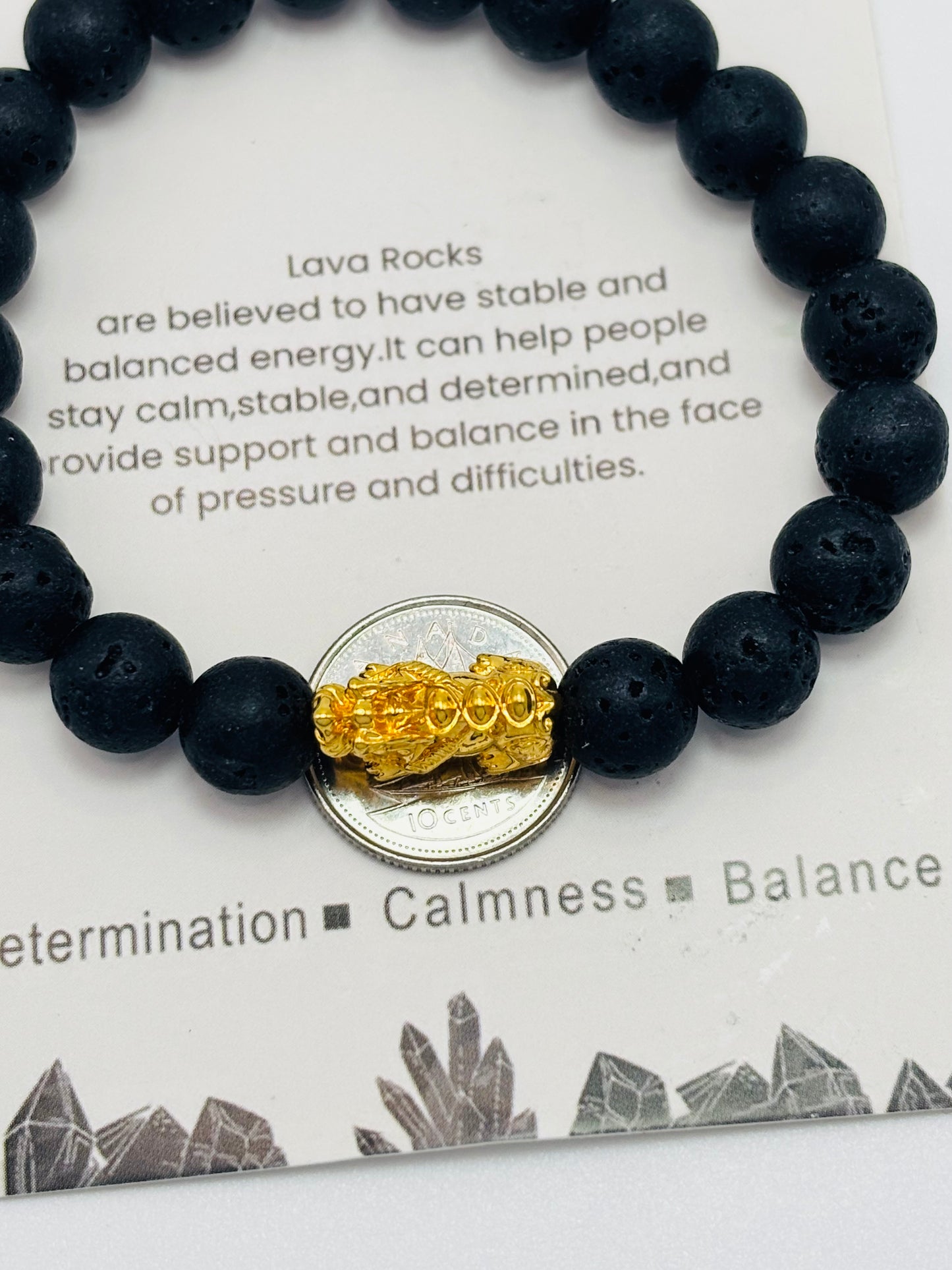 18K Gold Lucky Piyao/ Pi Xiu Lava Rock Stone ( Hollow Empty Inside) Medium Size