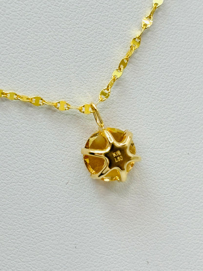 18K Gold Dancing Chain with K18 Japan Gold Natural Citrine Earrings and Pendant Set