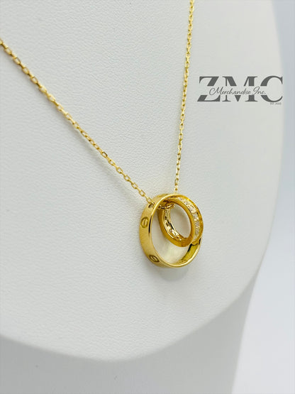 18K Gold Circle Attached Necklace
