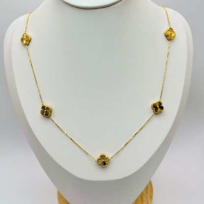 18K Gold 5 Clover Necklace