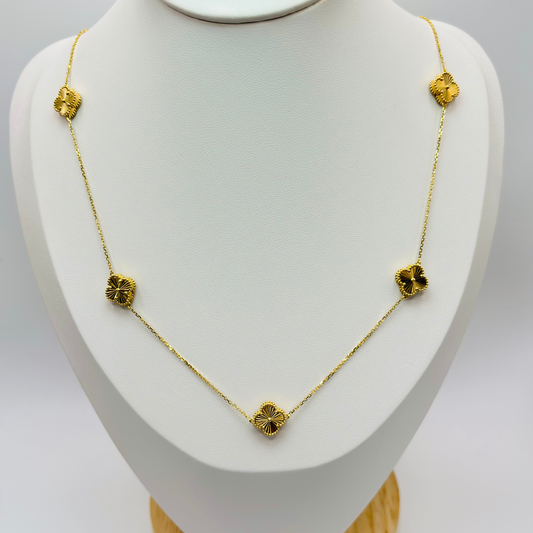 18K Gold 5 Clover Necklace