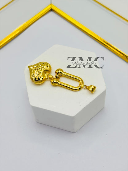 18K Gold Heart Hardware Pendant