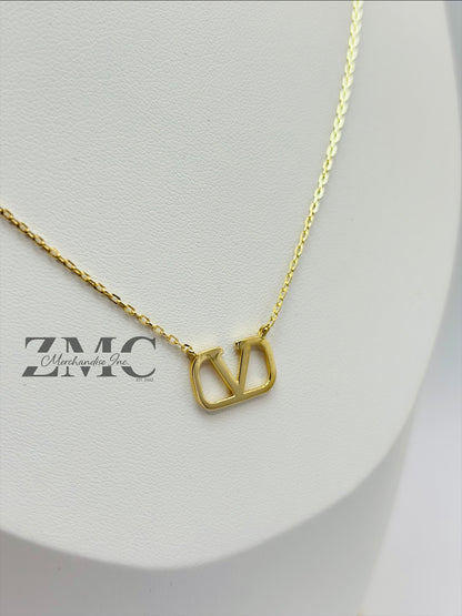 18K Gold V Attached Necklace