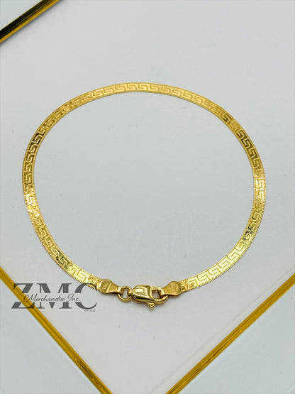 18K Gold F Flat Bracelet