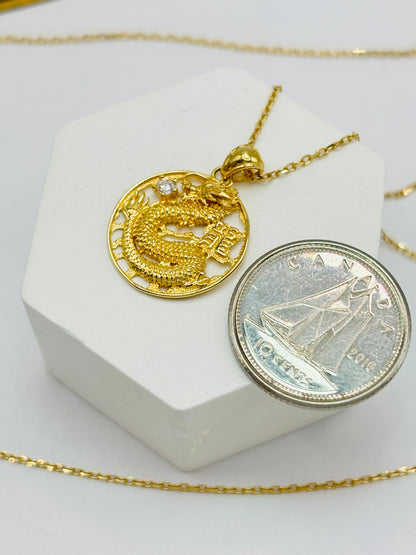18K Gold Dragon Necklace
