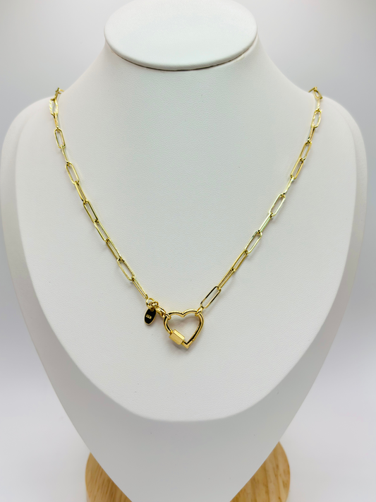 K18 Japan Gold Carabiner Heart Necklace