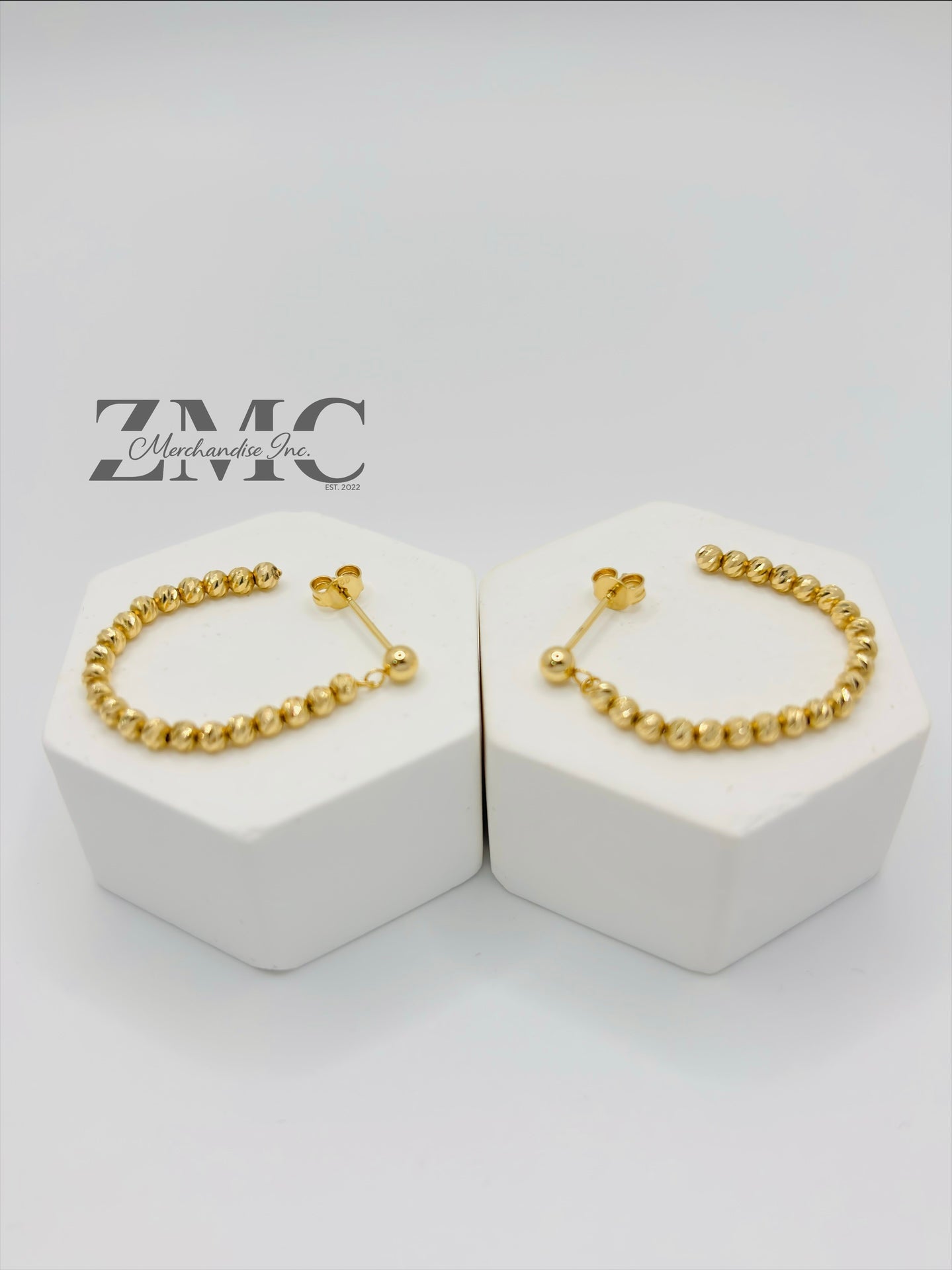 18K Gold Mirror Ball Dangling Earrings