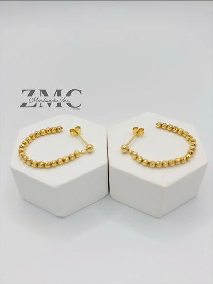 18K Gold Mirror Ball Dangling Earrings