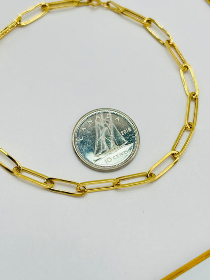 18K Gold Paperclip Bracelet 11 mm Link