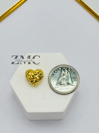 18K Gold Diamond Cut Heart Pendant