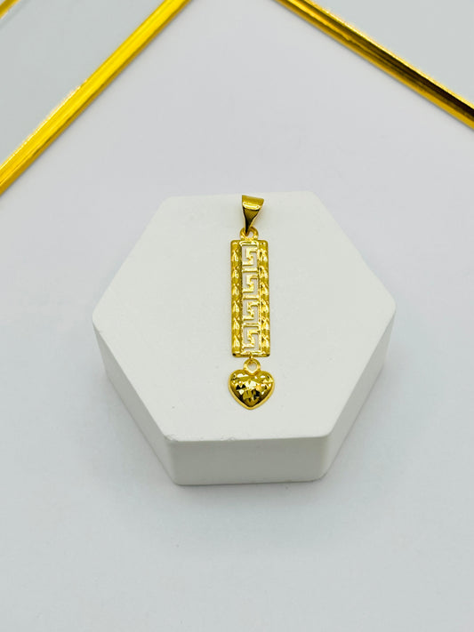18K Gold Long with Heart Pendant
