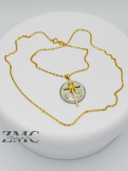 18K Gold Cross Necklace