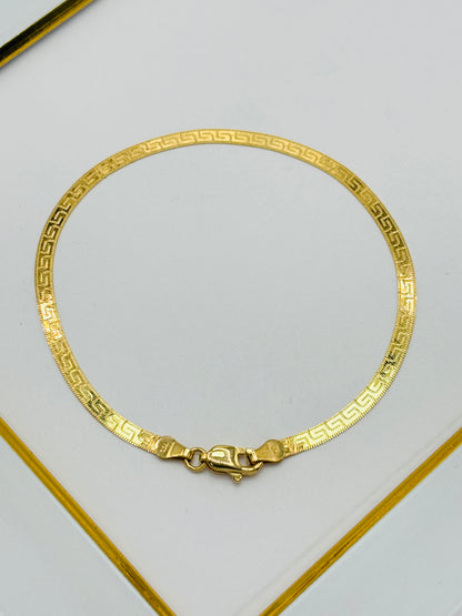 18K Gold F Flat Bracelet