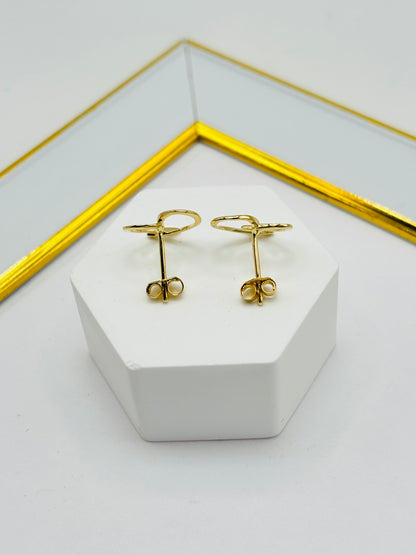 18K Gold Open Heart Earrings