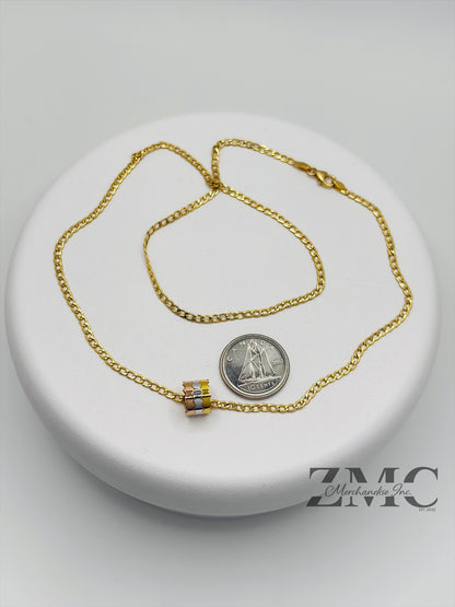 18K Gold Tri-color Barrel Necklace