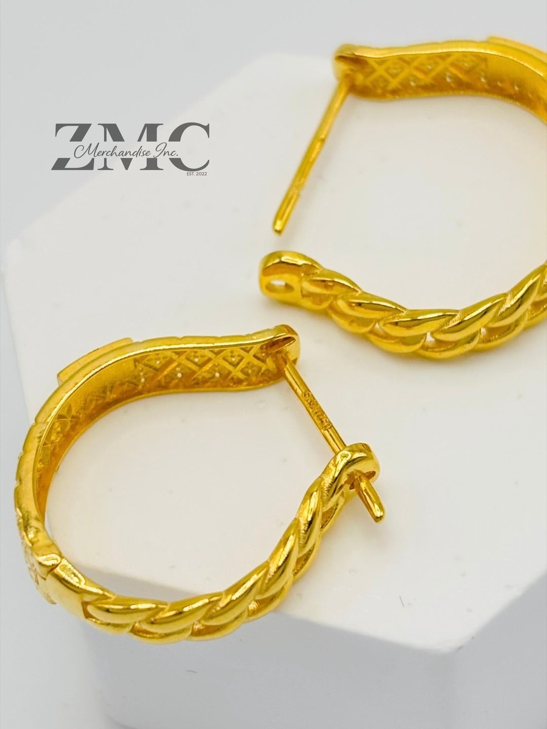 18K Gold M Loop Earrings