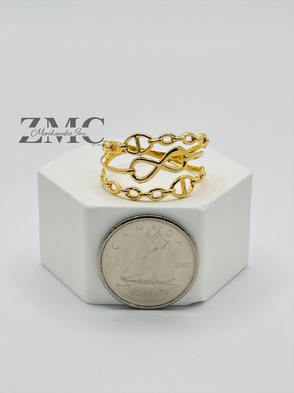 18K Gold G Layered  Ring