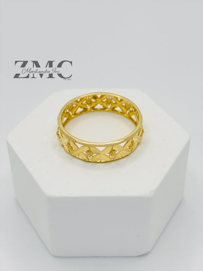 18K Gold Flower Circle Ring