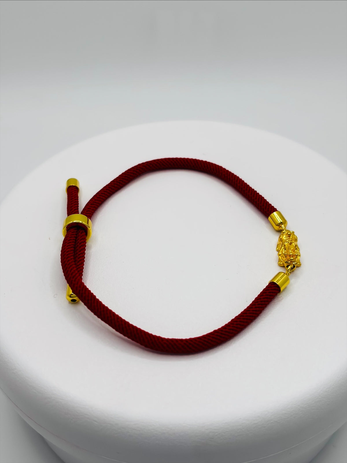 18K Gold Lucky Piyao/ Pi Xiu Red String Bracelet ( Hollow Empty Inside) Small