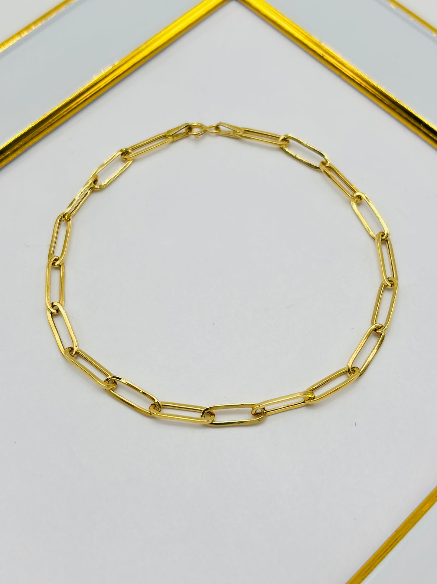 18K Gold Paperclip Bracelet 11 mm Link