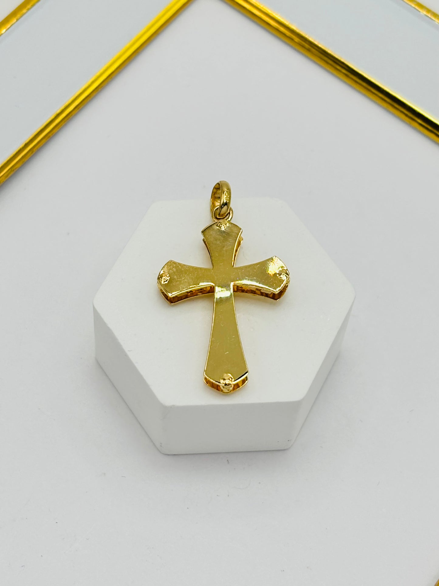 18K Gold Cross Back to Back Pendant