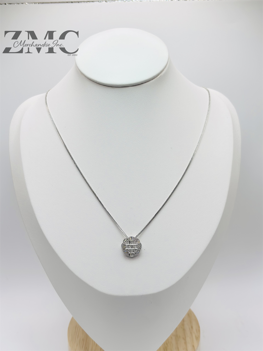 18K White Gold Circle Necklace