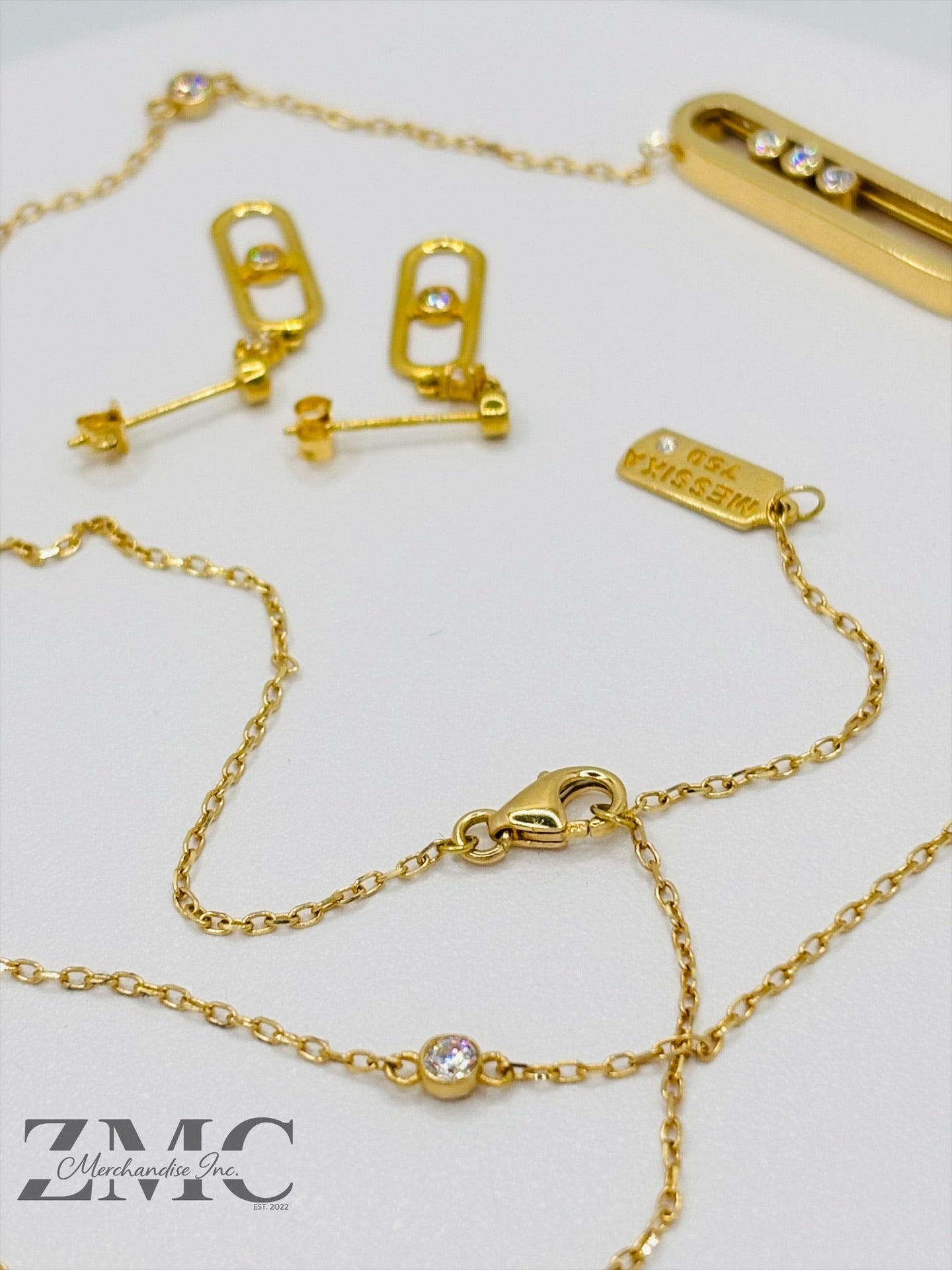 18K Gold Necklace and Earrings Set