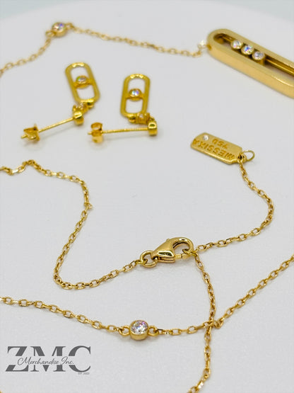 18K Gold Necklace and Earrings Set