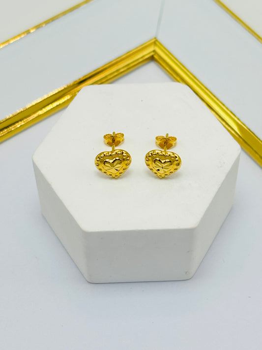 18K Gold Heart Earrings Kids/Adult