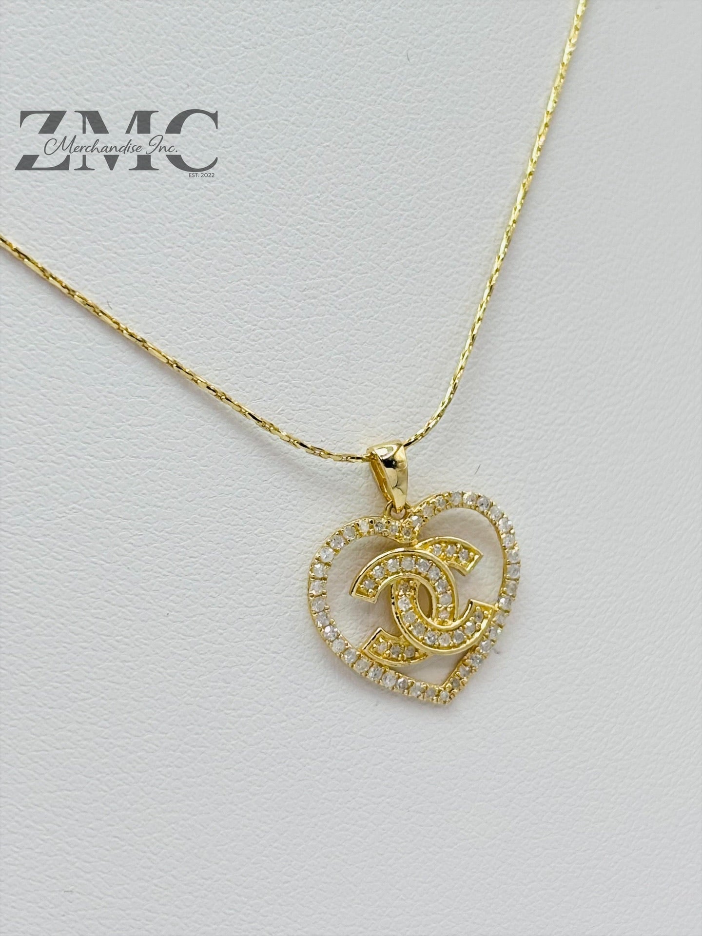 K18 Japan Gold Heart Necklace Natural Diamond