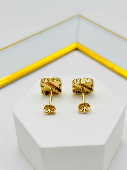 18K Gold Clover Earrings