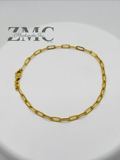 18K Gold Mini Paperclip Bracelet