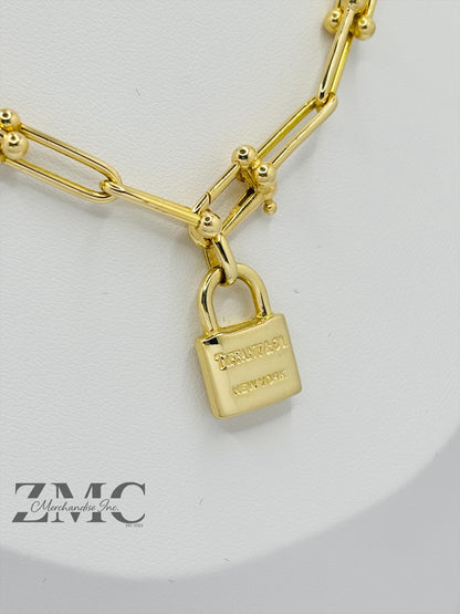 18K Gold Hardware Padlock Necklace