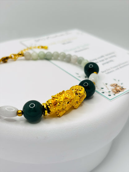 18K Gold Lucky Piyao/ Pi Xiu  Jade Bracelet Bracelet( Hollow Empty Inside) EXTRA LARGE PIYAO