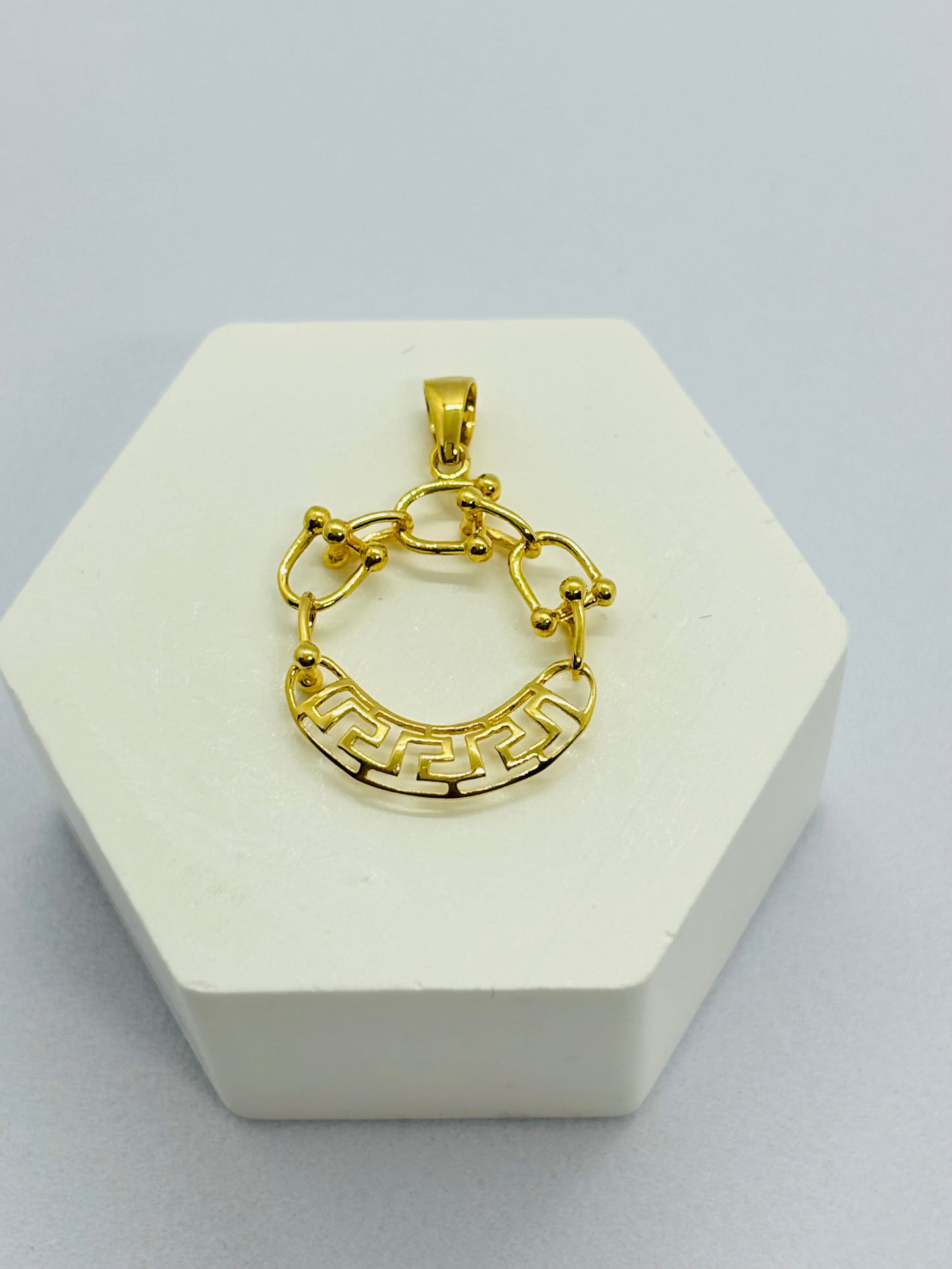 18K Gold Circle Hardware Pendant