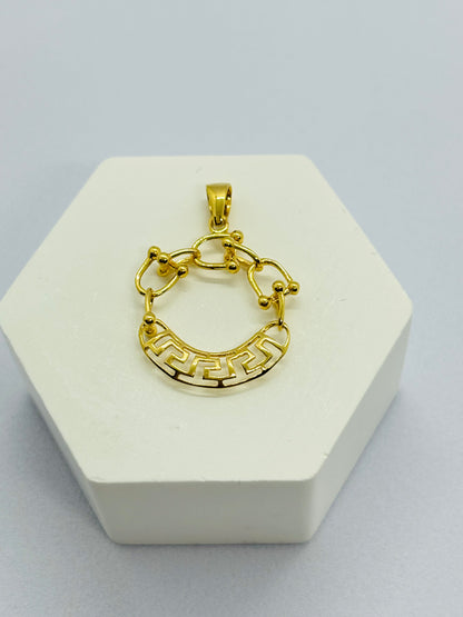 18K Gold Circle Hardware Pendant
