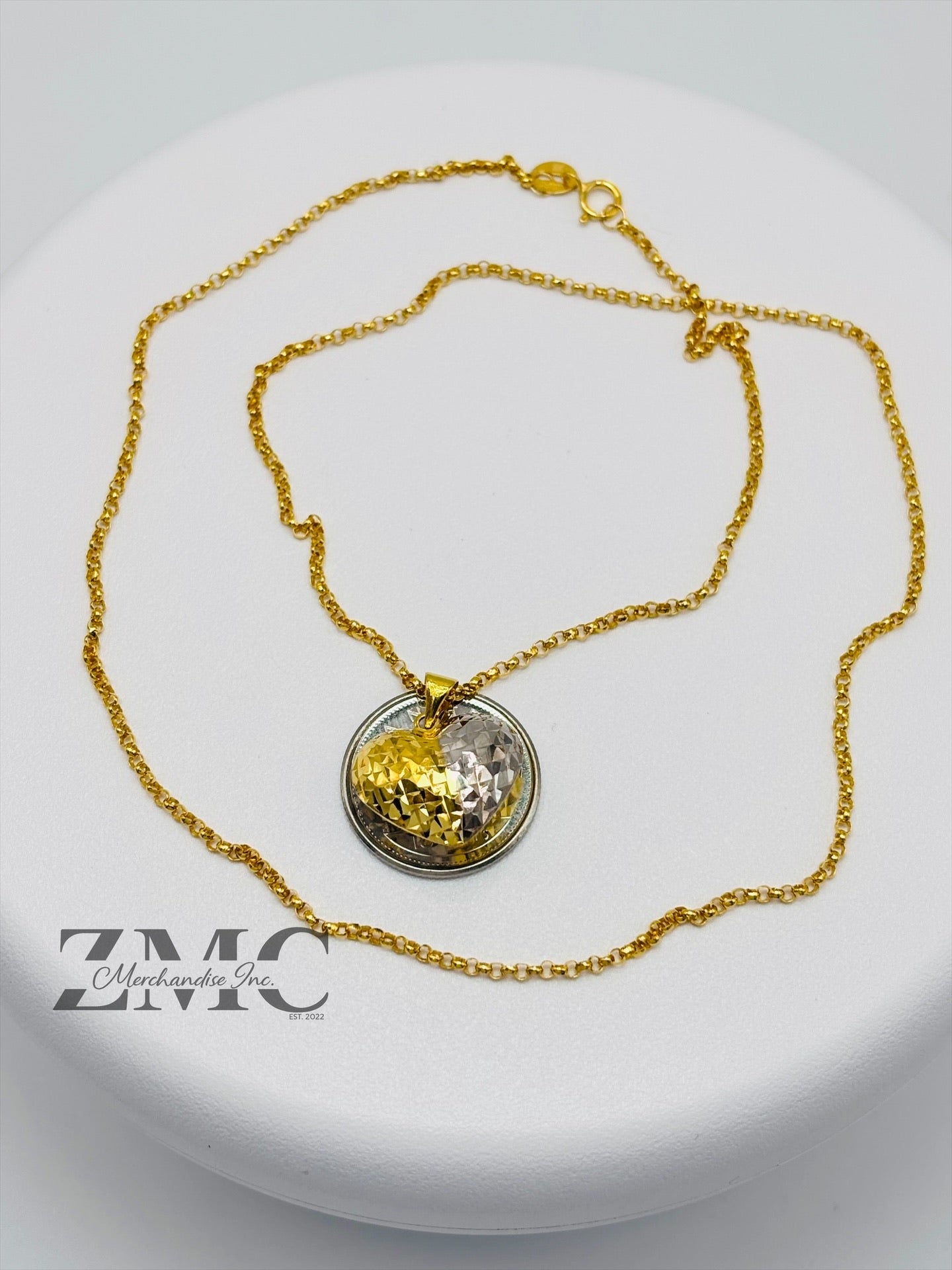 18K Gold Two-Tone Heart Necklace