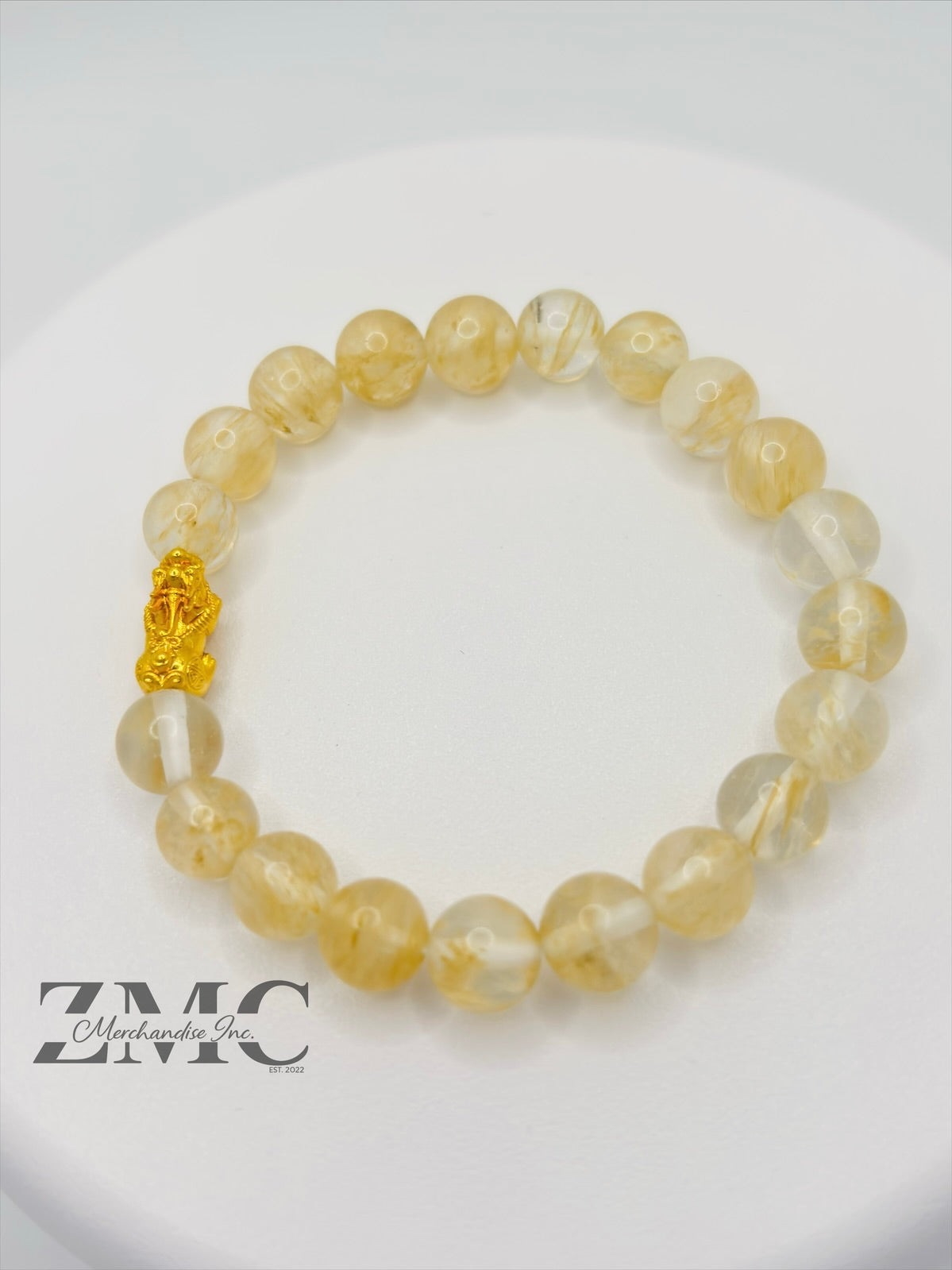 18K Gold  Lucky Piyao/ Pi Xiu Pale Citrine Stone  ( Hollow Empty Inside) Small
