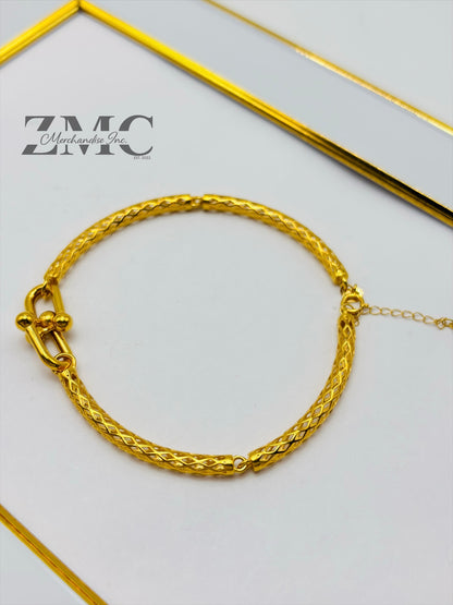 18K Gold Hardware Bangle Bracelet