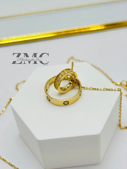 18K Gold Circle Attached Necklace