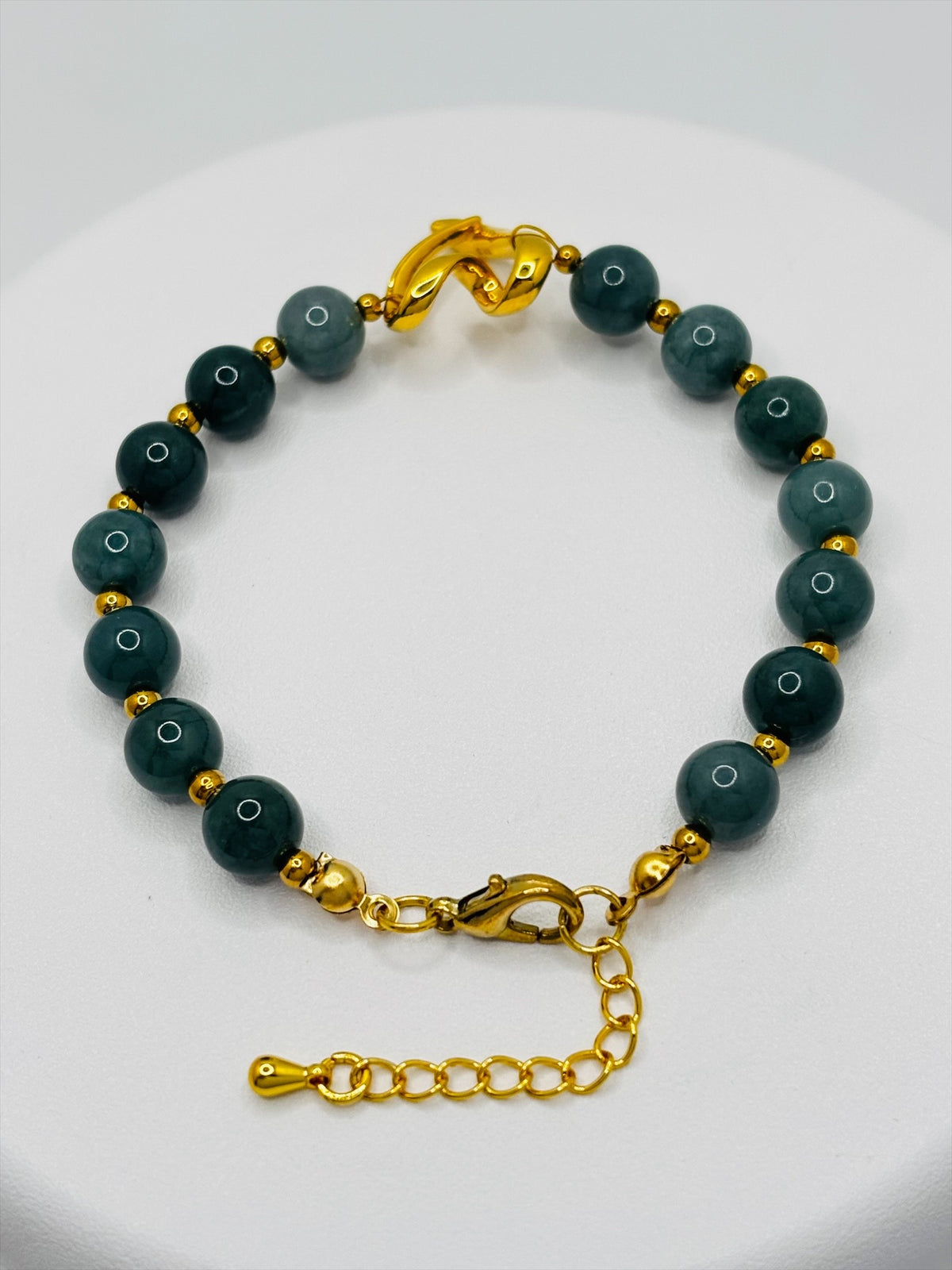 18K Gold Open Heart Jade Bracelet (Electroform Heart)